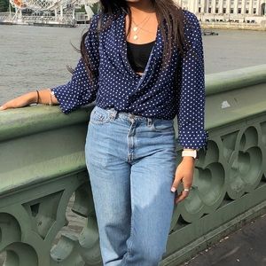 button up polka dot blouse